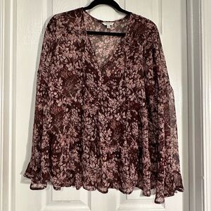 Lucky Brand Flowy Floral Top with Lining, Size XL